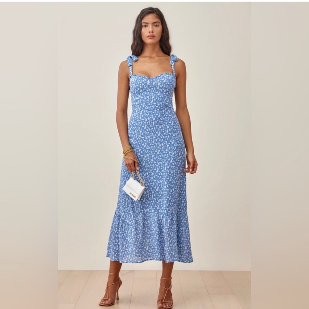 REFORMATION Nikita Dress, Marie Blue Floral, Size 10